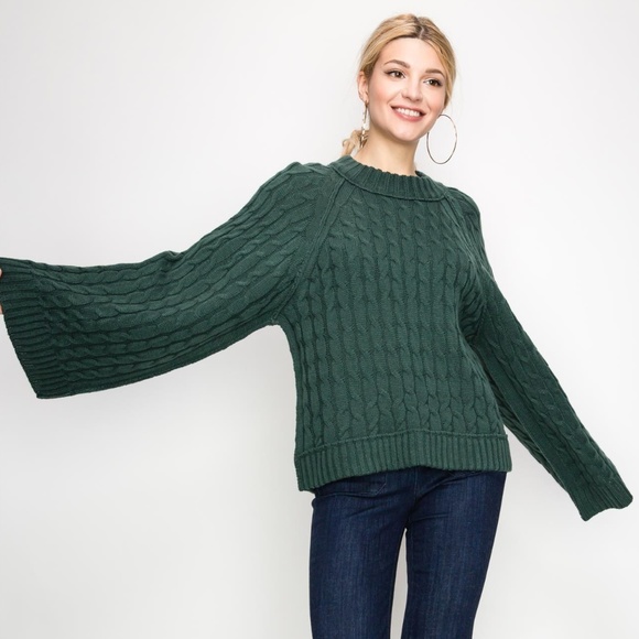 MODA ME COUTURE Sweaters - "ALESSIA" Forest Green Knit Sweater